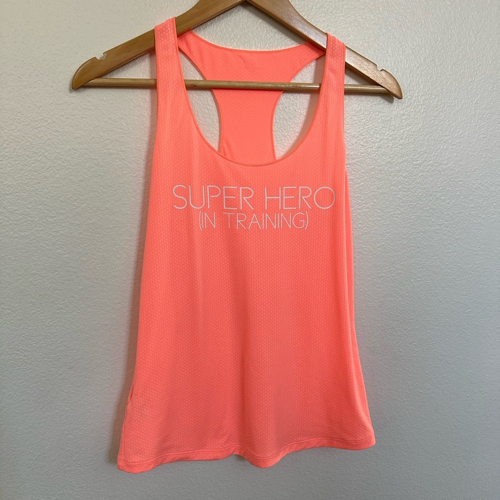 Lorna Jane bright orange Tank Top - Super Hero In Training